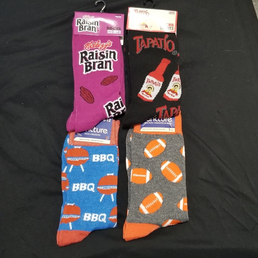 4 pair bundle of fun crew socks...fits men's shoe size 6-12